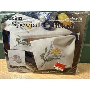 BUCILLA "Special Edition" TULIP Cross Stitch Set Of 4 Napkins Kit #64705 14x14
